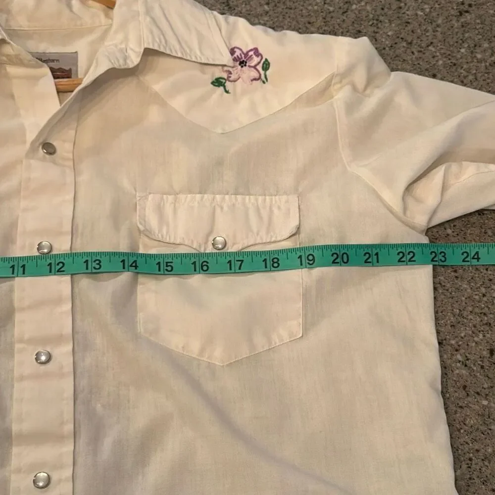 ATA Vintage 70s Authentic Western Pearl Snap Shirt Embroidered Peacock Floral Yo